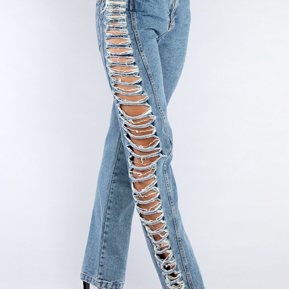 Distressed Ripped Demin Jeans - Picture 6 of 16